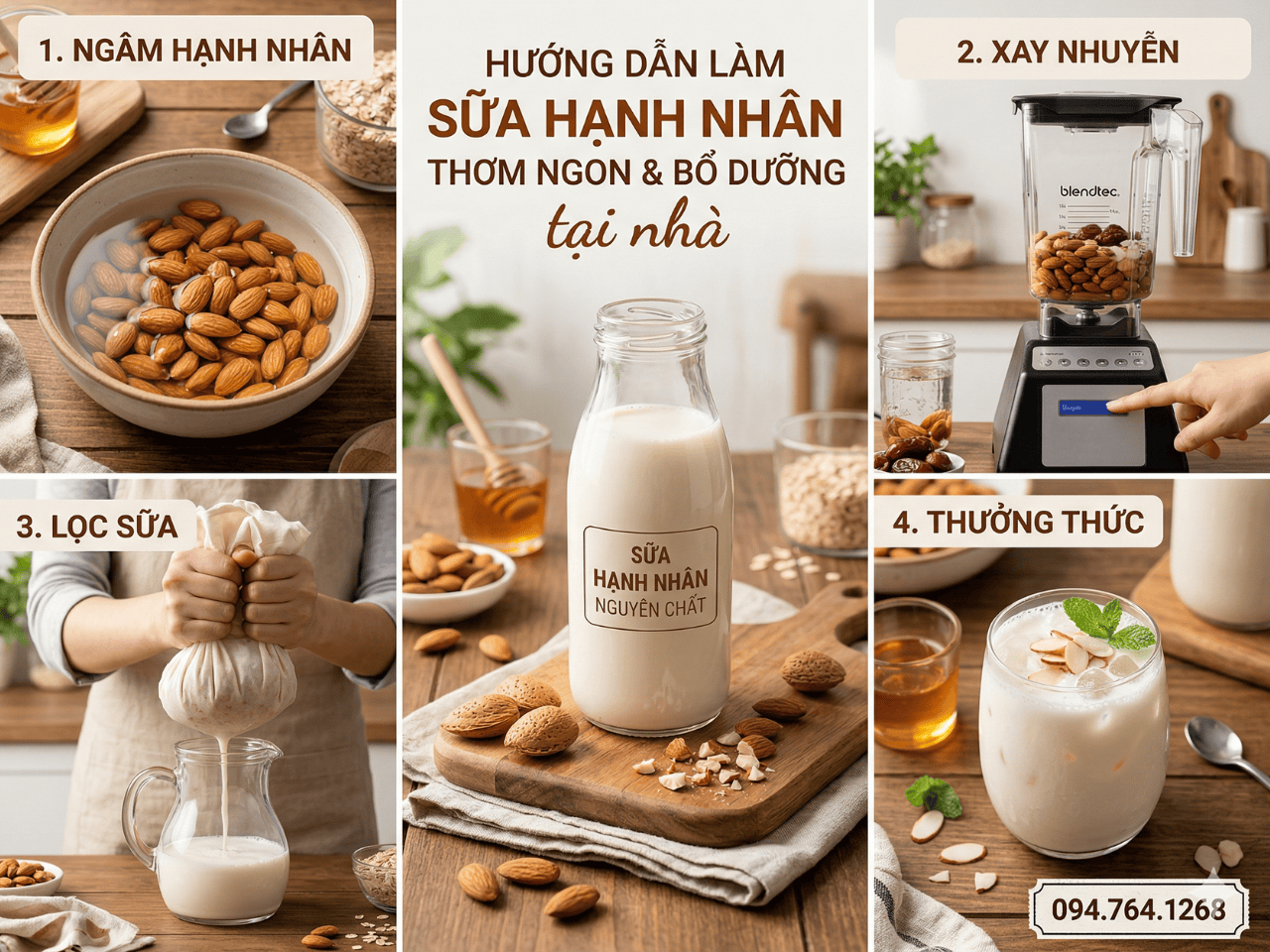 Huong dan lam sua hat hanh nhan